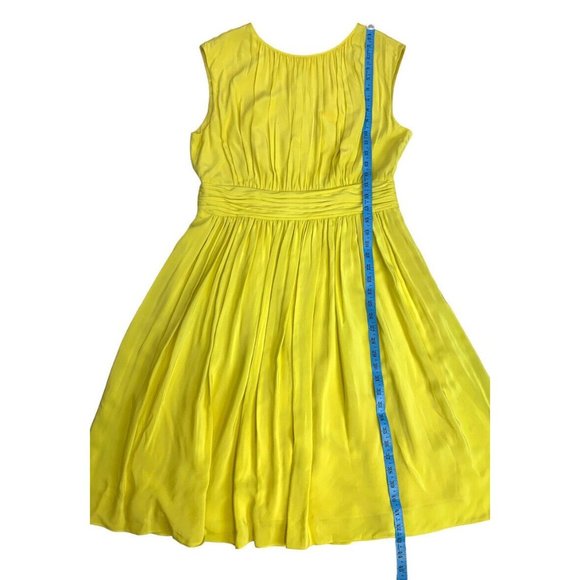 Boden Yellow Pleated Sheath Dress UK 16L US12L Knee Length NWT - Picture 9 of 12
